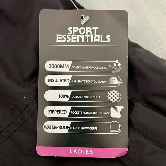 Sport Essentials / Snow Bibs / Black~New With Tag - Picture 6 of 10